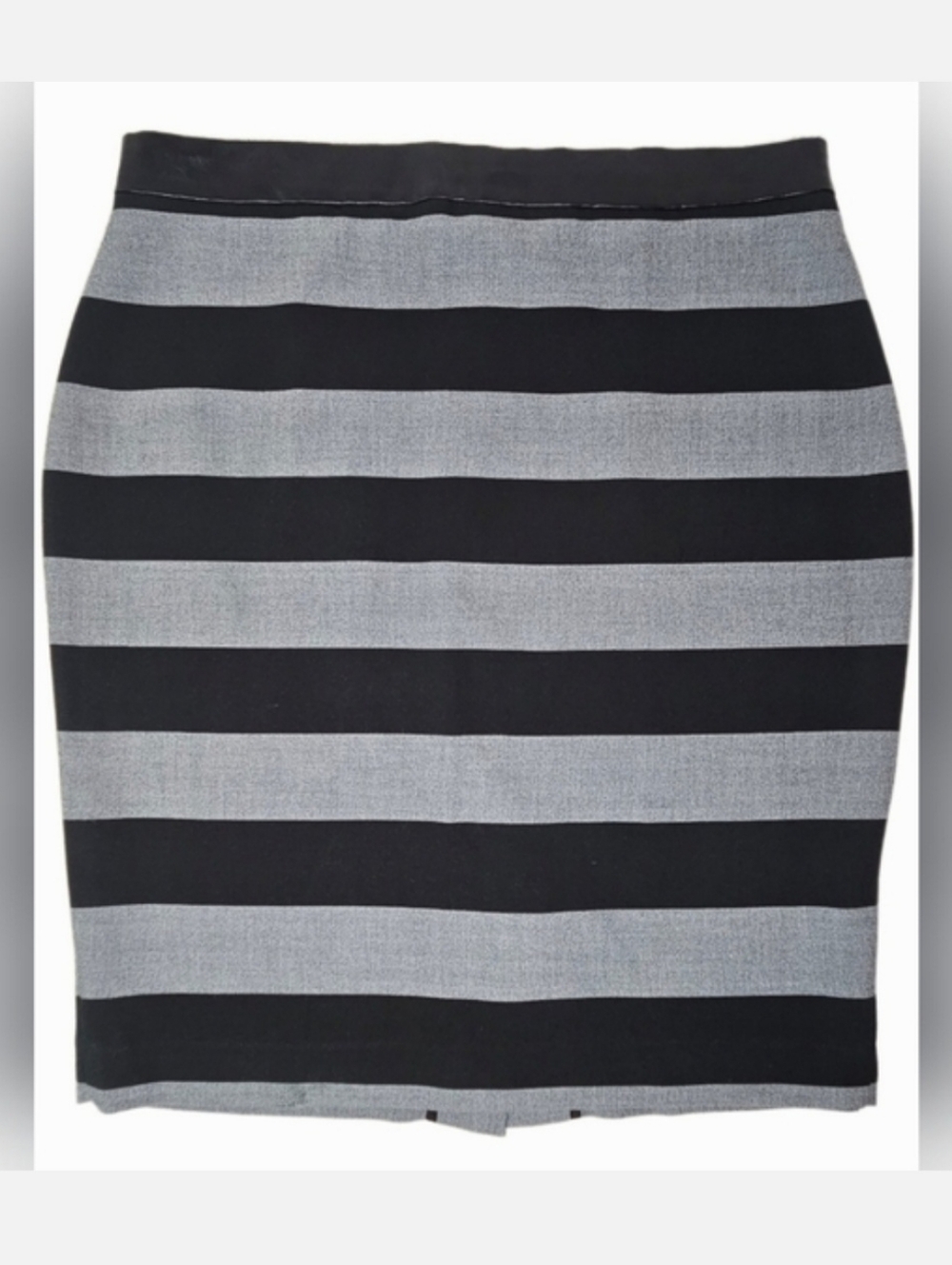 NWT De Collection Athens Gray/Black Stripe Skirt Faux Leather Waistband Size XL
